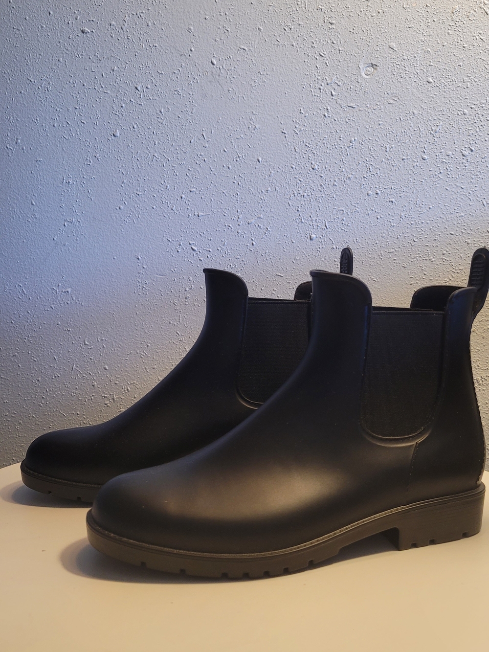 Women's Black Chelsea Rain Boots - Sleek Waterproof Ankle Boot